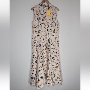 MM Lafleur Oona 1.0 Dress Airy Cotton Rhythm Print Artsy Sleeveless Size 14 NEW